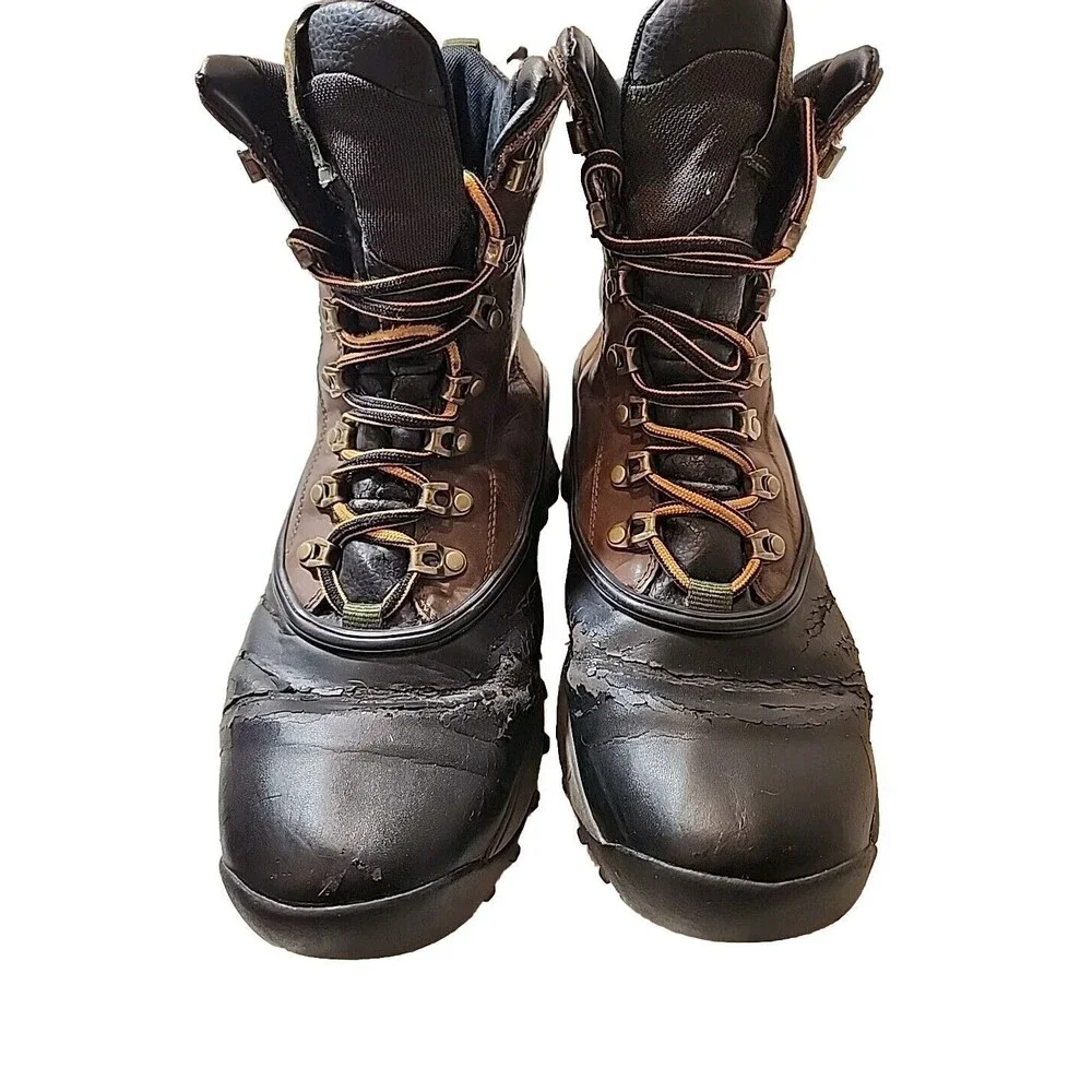Timberland Mens 10.5 Waterproof Brown Leather Winter Snow Boots Rubber Durable
